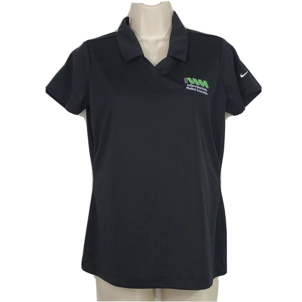Nike Golf Dri-Fit Polo Shirt Women Size S Black Short Sleeve INDIANA VETERINARY - Picture 2 of 7